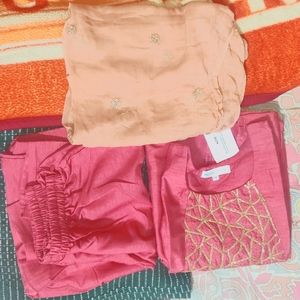 Pink kurta set ( Palazzo and dupatta)